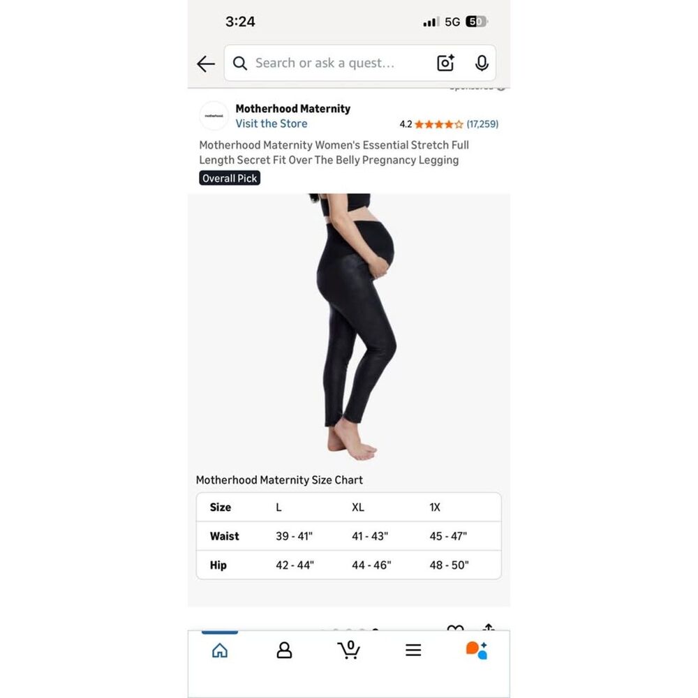 New Motherhood Full Stretch Leggings Size XL - Picture 7 of 8
